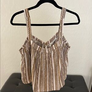 Striped Sleeveless Top - Brown and White